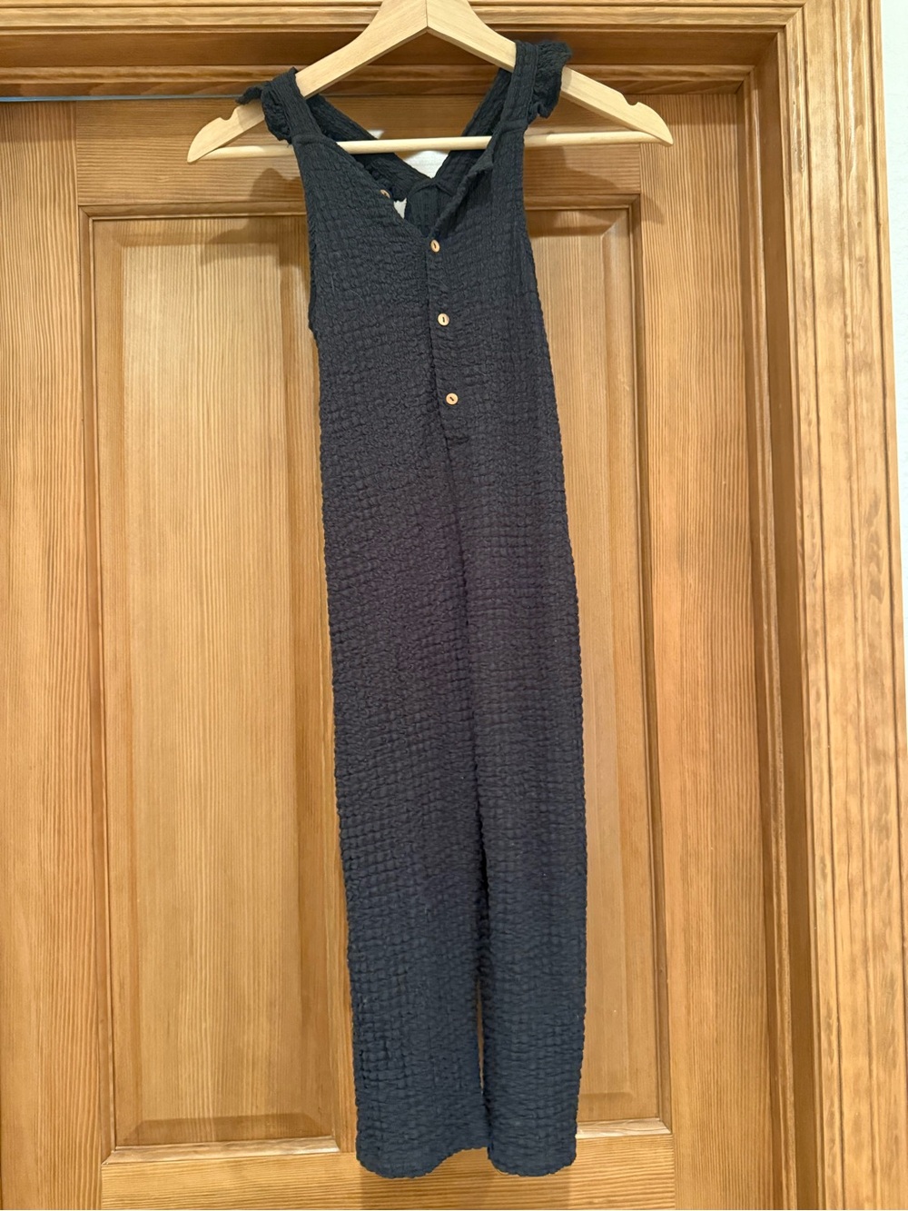 Zara Girls Black Textured Sleeveless Jumpsuit